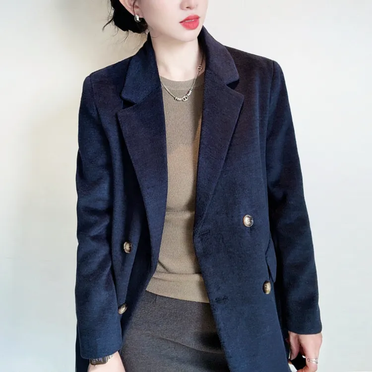 绵羊毛正肩宽松老钱风通勤气质高级亲肤毛呢外套女秋冬西装外套女