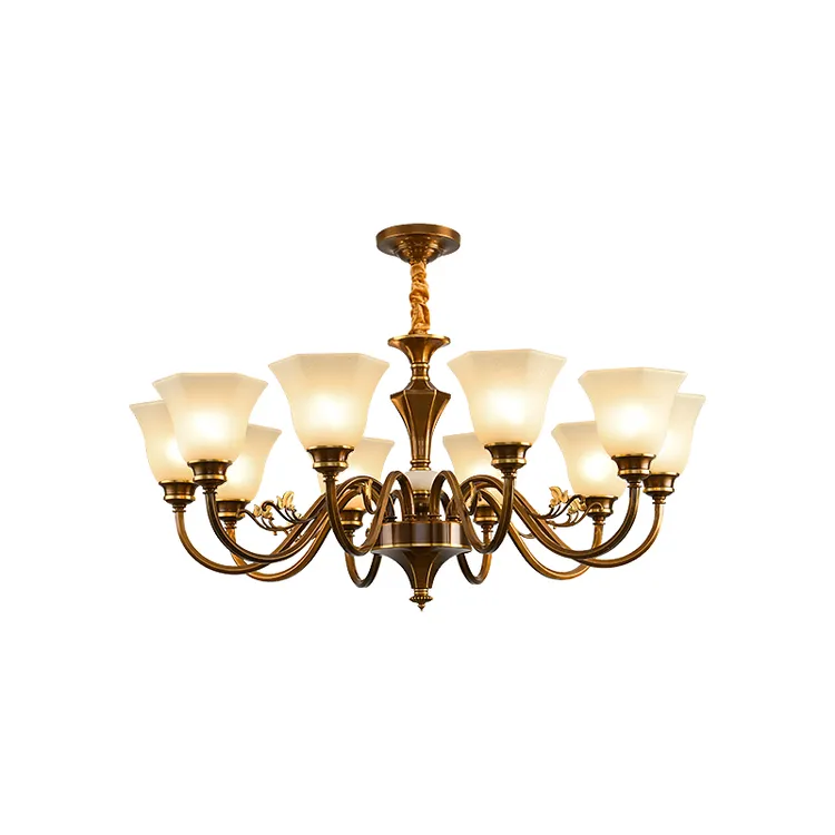 （包安装）美式全铜客厅吊灯餐厅卧室灯欧式大气复古别墅灯具客厅灯