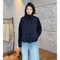欧尼私服 2025秋冬新款针织袖拼接排骨羽绒服休闲外套2510C6720