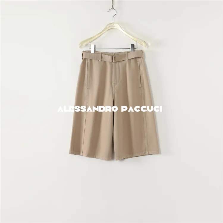 AP洛哥52117KW【属性】100棉腰带纯色时尚百搭休闲牛仔中裤 夏季