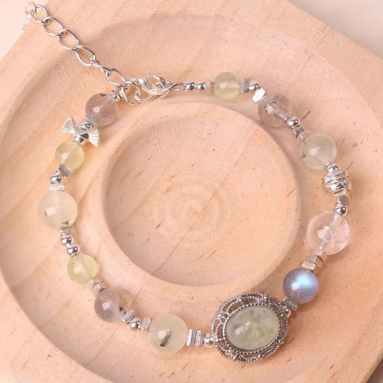 新款轻奢百搭天然白水晶绿水晶手串手链少女心小众时尚饰品