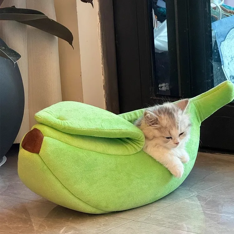 香蕉猫窝冬季保暖封闭式安全感四季通用中小型犬狗窝猫床狗床睡袋
