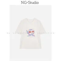 【NG·Studio】时尚圆领卡通猫印花短袖百搭T恤预NGC5TX3531