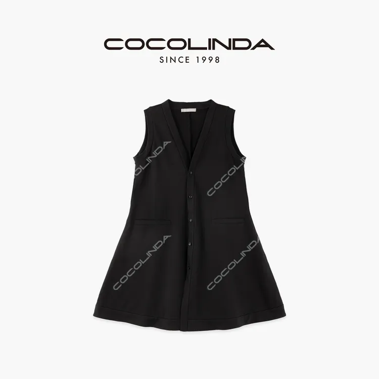 COCOLINDA| 棉质V领坎袖A摆背心裙Q3372