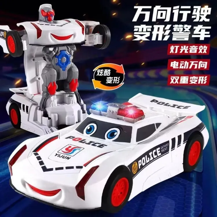 【爆款热销】全自动变形警车机器人特技变形电动带音乐玩具车汽车商品图