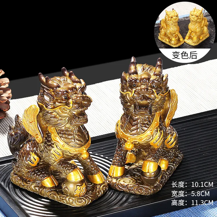 【宇宙】【麒麟】新奇特变色茶宠摆件十二生肖高档麒麟温变麒麟茶玩