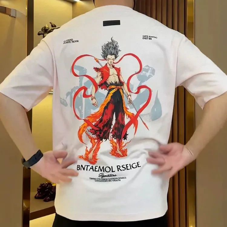 时尚夏季新款圆领短袖品质纯棉男轻奢T恤帅气休闲上衣高档半袖衣
