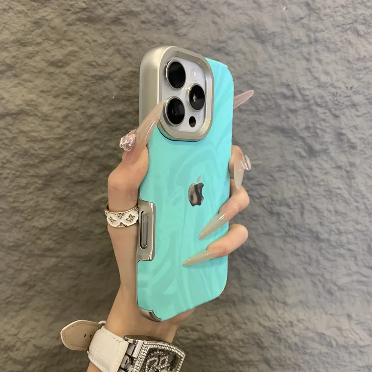 新款电镀绒布水波纹适用iPhone17promax手机壳16苹果15简约14创意