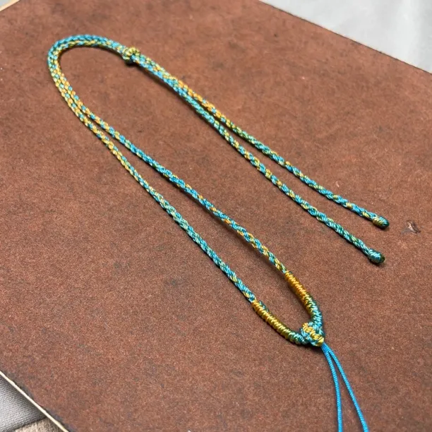 非金属布艺吊坠 手工编织千里江山挂脖绿色项链绳DIY吊坠编绳绳子