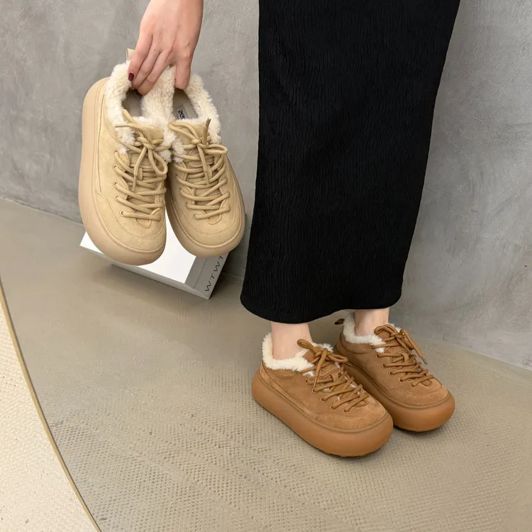 SGIRL TWTW复古厚底面包鞋女2025秋加绒保暖增高休闲运动鞋Y666-9