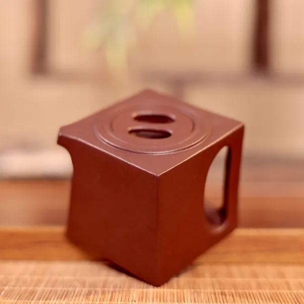 原矿紫砂老紫泥阳羡四方壶手工制作原矿泥料茶具茶壶方器