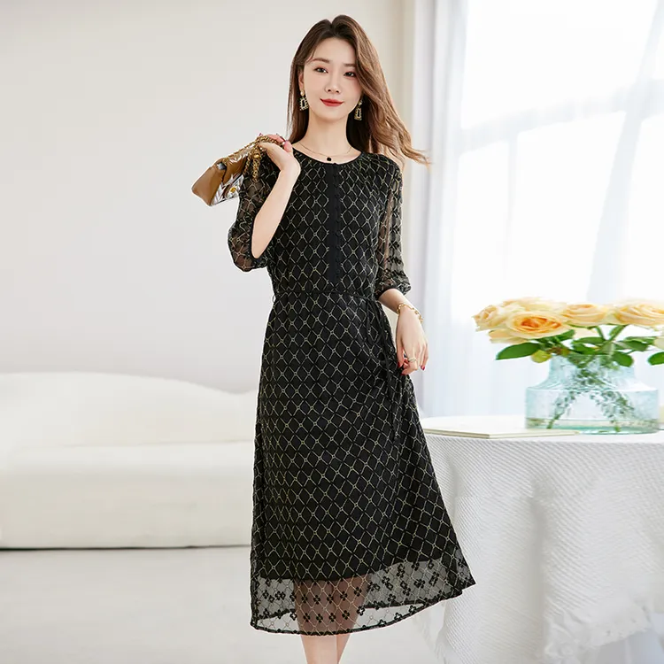 【蝉翼坊】夏季新款100%桑蚕丝连衣裙82599092