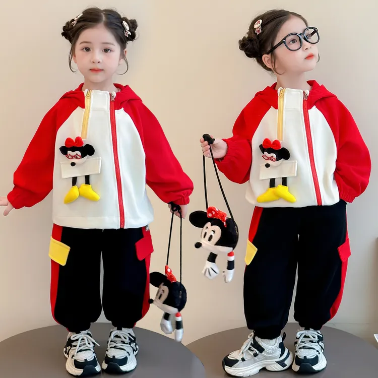 女童套装洋气卡通儿童休闲卫衣两件套小女孩宝宝春秋装2025新款潮