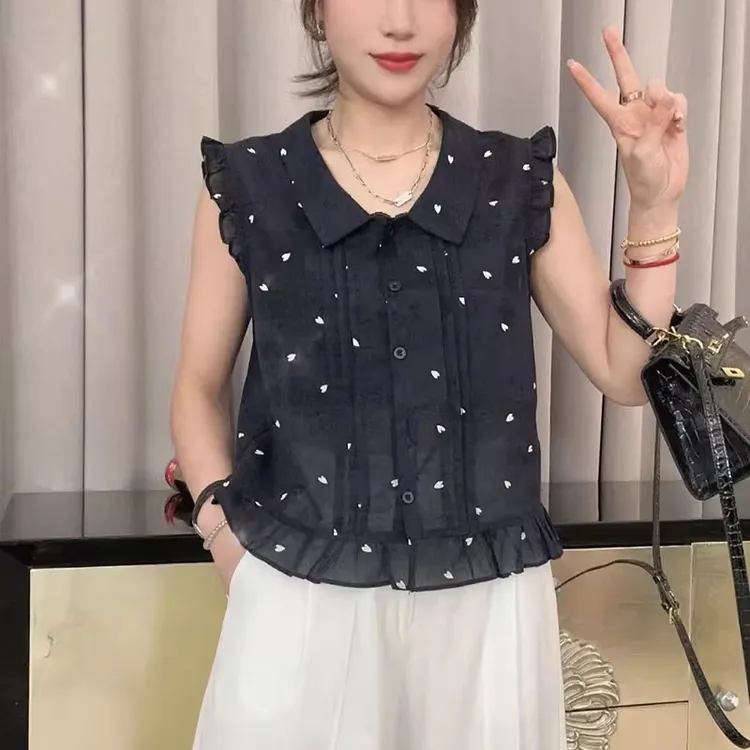 木耳边飞飞袖衬衫女2025夏季新款韩版时尚仙女风洋气百搭薄款上衣