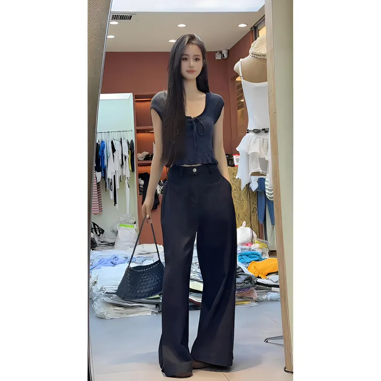 MARIE.COCO高级感时髦小飞袖针织显瘦上衣搭配阔腿休闲裤时尚套装