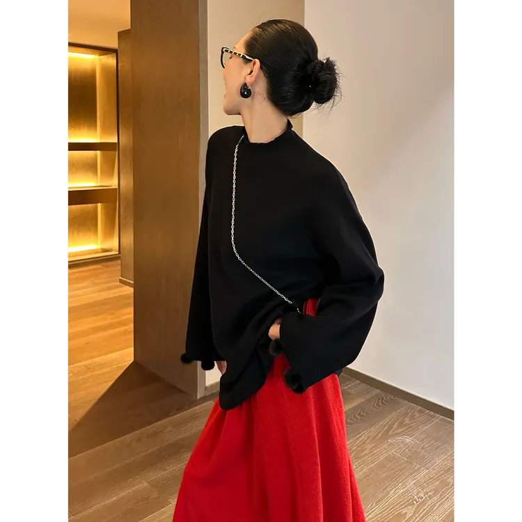 AME 毛球趣味毛衣 可持续时髦一体柔织密度半高领毛衣ZD11SMHJ367