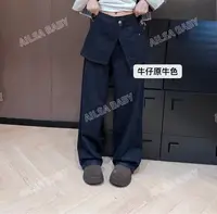 【AILSA BABY】（屁帘可拆卸）欧货早秋带屁帘牛仔阔腿裤/82027A