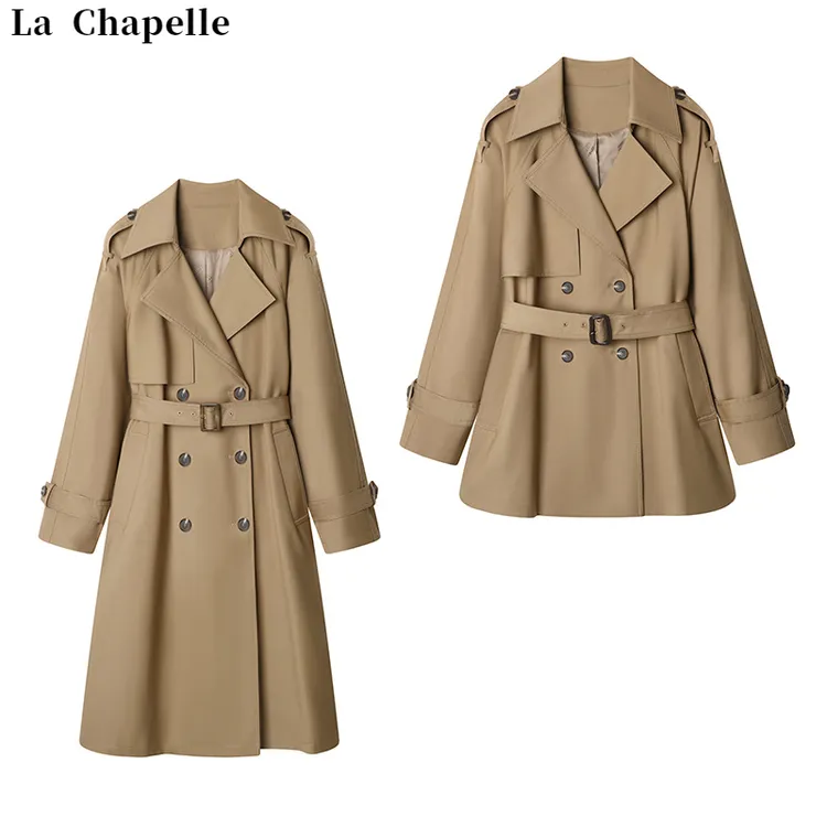 La Chapelle/拉夏贝尔春秋新款英伦风卡其高级感长短两款大气风衣