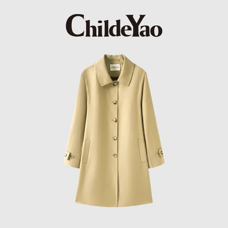 Childe Yao双面异色经典斜纹肌理小A版女士风衣外套CYC58290时尚