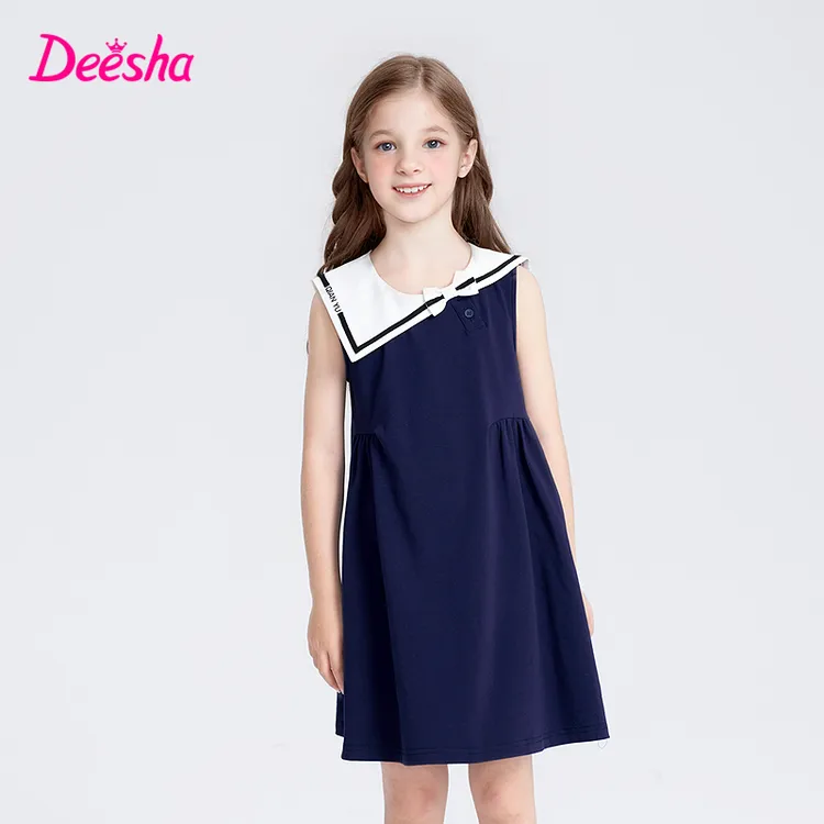 笛莎童装女童海军风连衣裙夏季新款中大童儿童背心裙-QM252D501