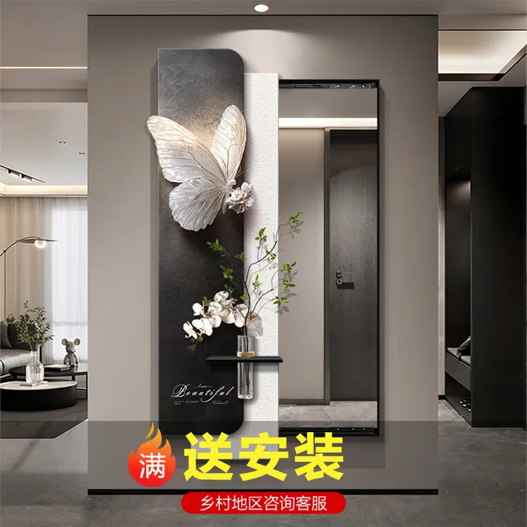 现代轻奢高级感穿衣镜装饰画隐藏式推拉镜子暗藏式全身镜挂画新款