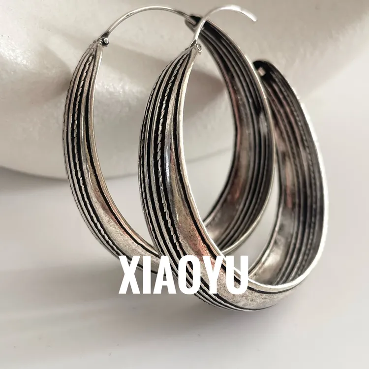 925银耳饰 泰国设计手工做旧复古银耳圈耳环个性夸张耳饰欧美大气