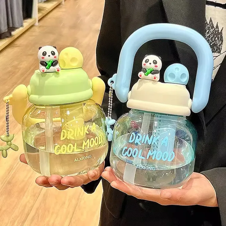 新款高颜值水杯大容量拎拎壶女生水杯双饮口大肚杯居家夏天吸管杯