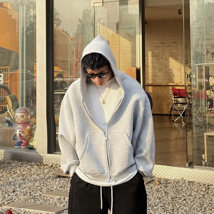 鹏仔春季新款美式简约扩版蝙蝠袖设计情侣卫衣外套