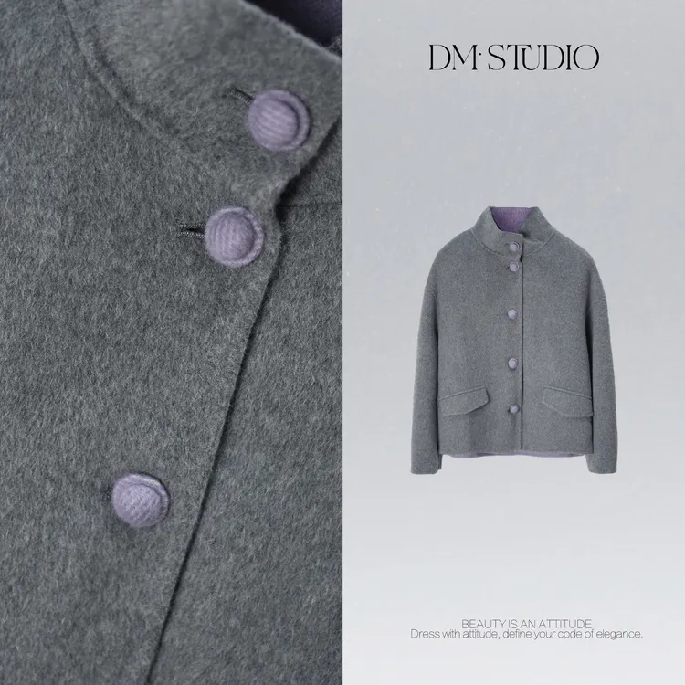 DEDM•STUDIO/秋冬千金风静奢排扣毛呢外套大衣2508MNWT/LL98-279