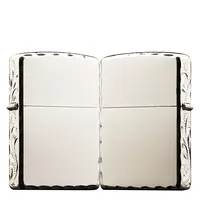ZIPPO/之宝打火机常规镀银【咬边侧雕繁花】正品防风打火机DYJ1