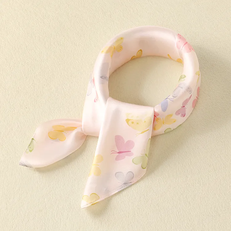 桑蚕丝儿童丝巾女童真丝围巾春秋冬婴儿围脖小方巾宝宝可爱三角巾