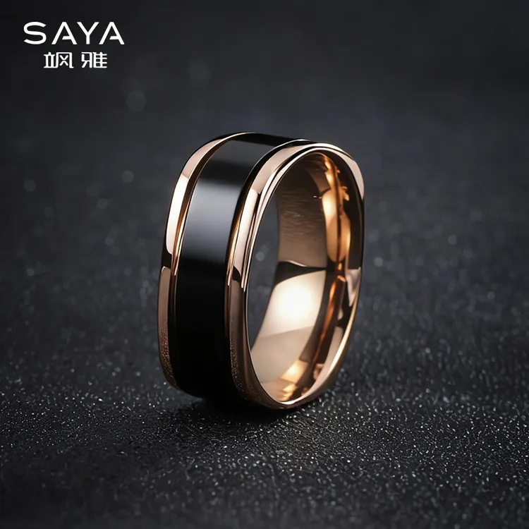 飒雅 钨合金戒指 时尚简约轻奢指环情侣高级感男戒个性方戒J216
