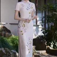 包臀裙民族风印花高考常规袖旗袍春夏优雅网红少女