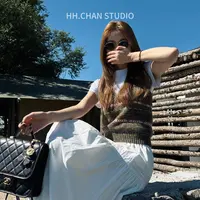 HH.CHAN“小森森”混羊毛RL费尔岛森林系V领针织马甲HH5338494