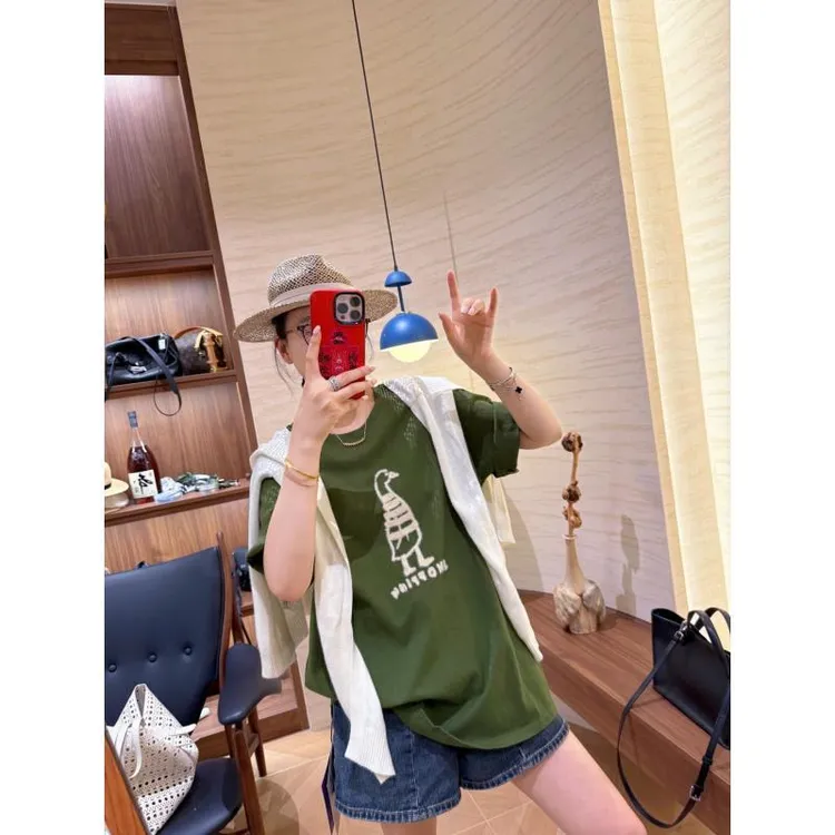 XMM.【鸭子麻棉短袖T恤】时尚百搭潮流显瘦洋气宽松夏季休闲衣GZ211