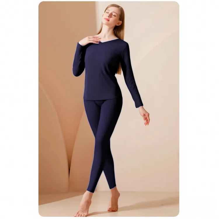 女士秋衣秋裤套装02428轻薄款裸肤无感内衣套装长袖长裤套装