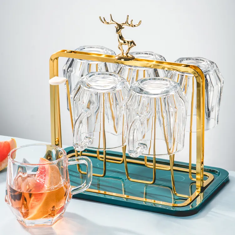 【8件套】轻奢风创意玻璃杯子家用带把水杯高档水具客厅喝水杯茶杯