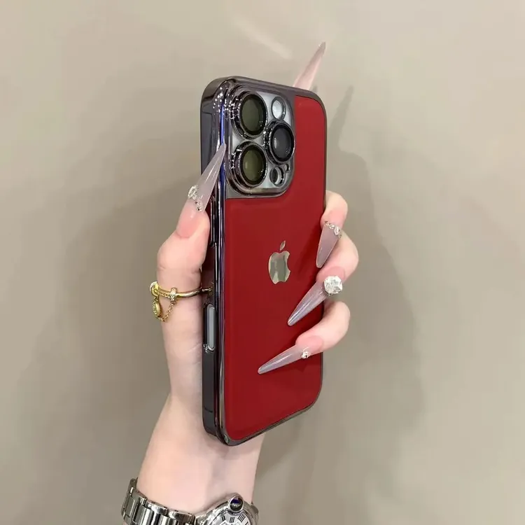 新款安克拉红素皮纹适用iPhone17Promax手机壳苹果16个性15电镀14