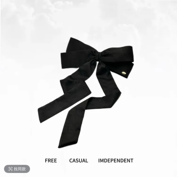 超大号蝴蝶结缎面长飘带鸭嘴夹优雅气质百搭显脸小蝴蝶结发夹