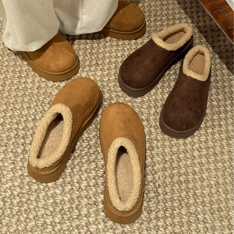 贾不假加绒软底勃肯棉鞋女2025新款冬季爆款厚底外穿保暖毛毛拖鞋