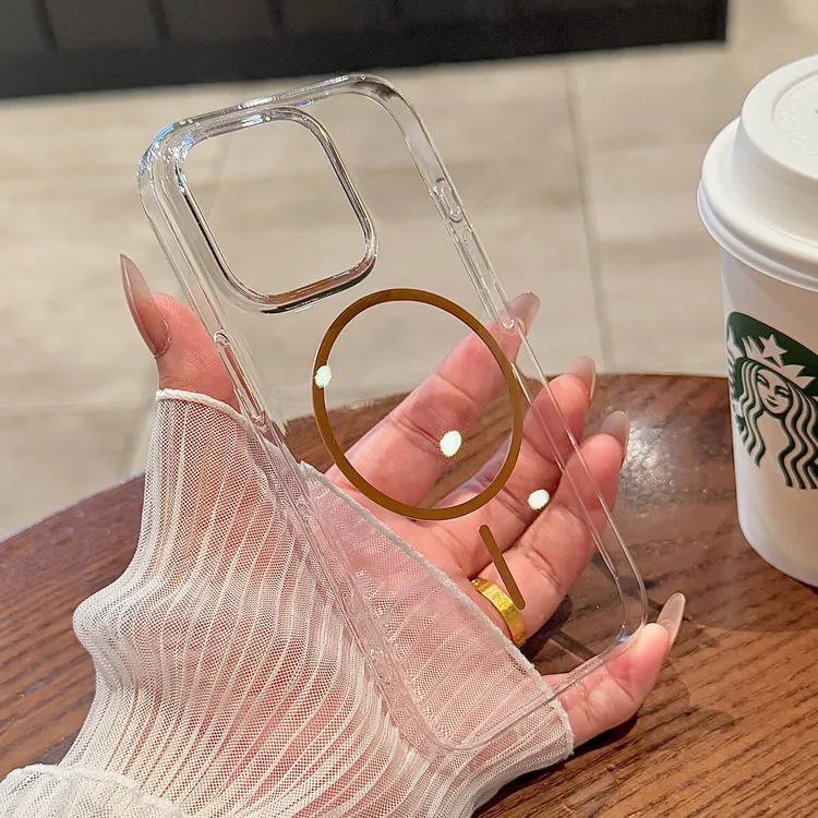 适用苹果16promax超薄高透不发黄撞色磁吸15硬情侣手机壳14防摔17