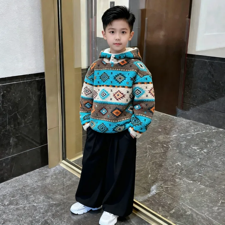 【品牌】男女童儿童深冬季加绒休闲毛毛羊羔绒卫衣外套保暖加厚冬装