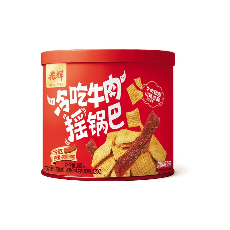 【k摇】休闲零食麻辣辉姐推荐锅巴兆解馋188g牛肉罐装锅巴小龙虾