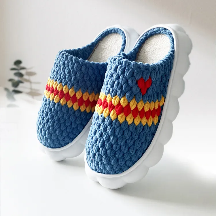 秋冬外穿纯手工鞋子居家防滑软底泡芙花拖鞋成品 厚底加绒