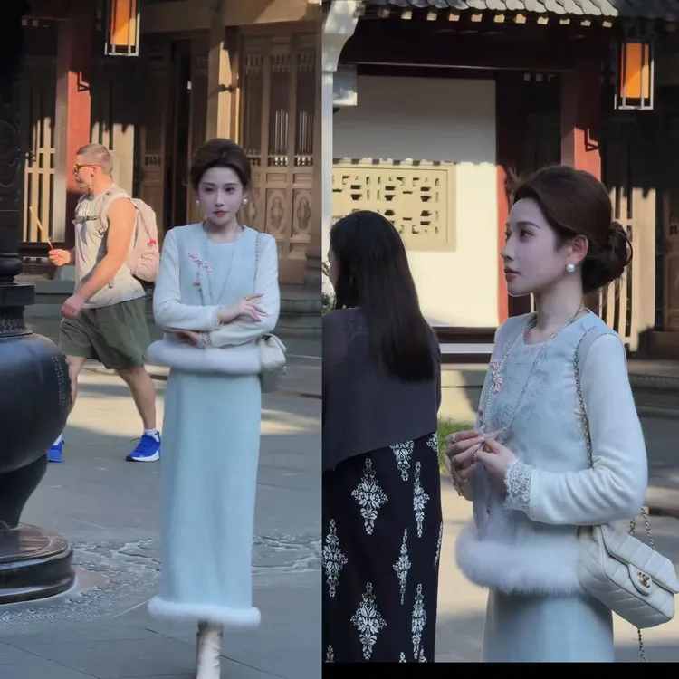 【婷婷】《喜上眉梢》 重工盘扣 羽绒狐狸毛马甲套装TT2SDTY2522