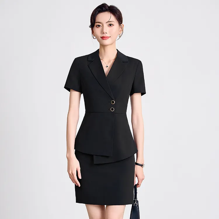 黑色职业西装小西装正装西服薄款套装女夏季