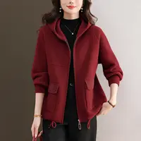 中年妈妈毛呢开衫气质时尚秋装上衣2025新款连帽外套宽松休闲百搭