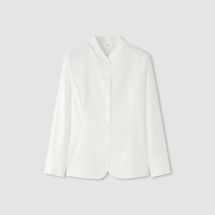 【冬姐自主品牌】VOR 100%棉 长袖白色百搭女士上衣 V25300092