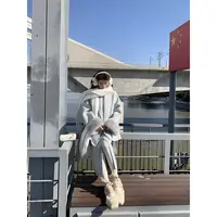 YEXIAOTING叶小婷 冬来枝白 浅蓝高级感大衣气质宽松双面尼套装