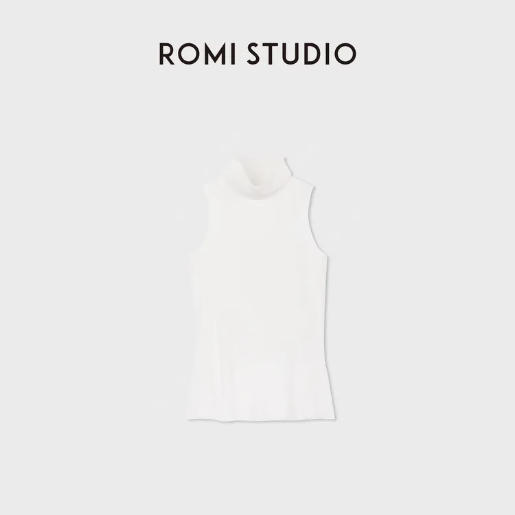 ROMI STUDIO极简高智干爽棉纱无袖高领显瘦打底背心 RWDRS92544